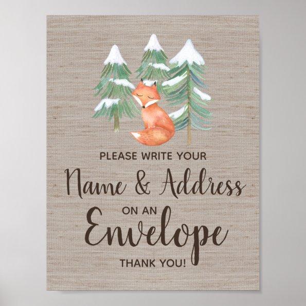 Winter Woodland Fox Address An Envelope Sign