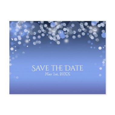 Wintery Blue Lights Winter Wedding Save the Date Announcement Post