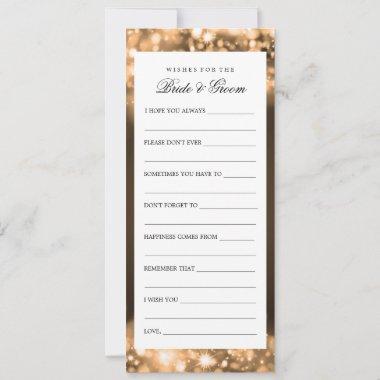 Wishes For Bride And Groom Gold Sparkling Lights Advice Card