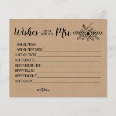 Wishes for the Soon to be Mrs Advice Rustic Invitations