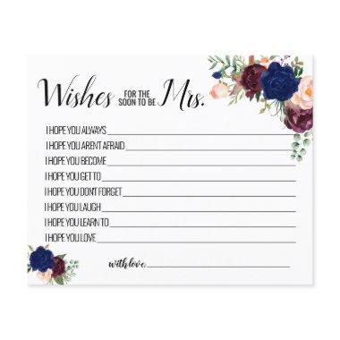 Wishes for the Soon to be Mrs navy floral Invitations