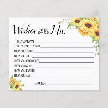 Wishes for the Soon to be Mrs sunflower Invitations
