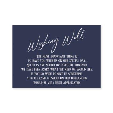 Wishing Well Modern Handwriting Navy Blue Enclosure Invitations