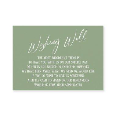 Wishing Well Modern Handwriting Sage Green Enclosure Invitations