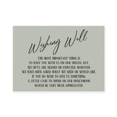 Wishing Well Modern Handwriting Simple Sage Green Enclosure Invitations