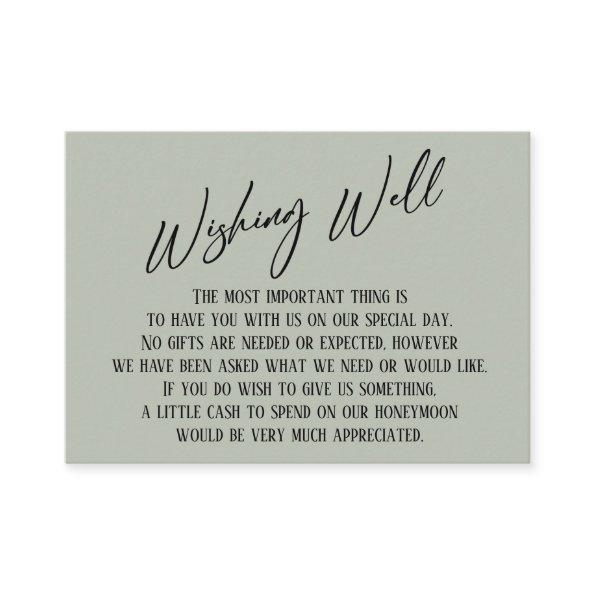 Wishing Well Modern Handwriting Simple Sage Green Enclosure