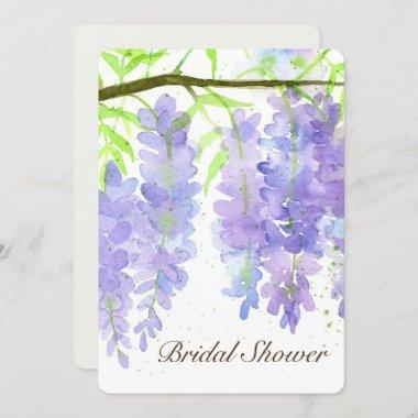 Wisteria Flowers Watercolor Flowers Bridal Shower Invitations
