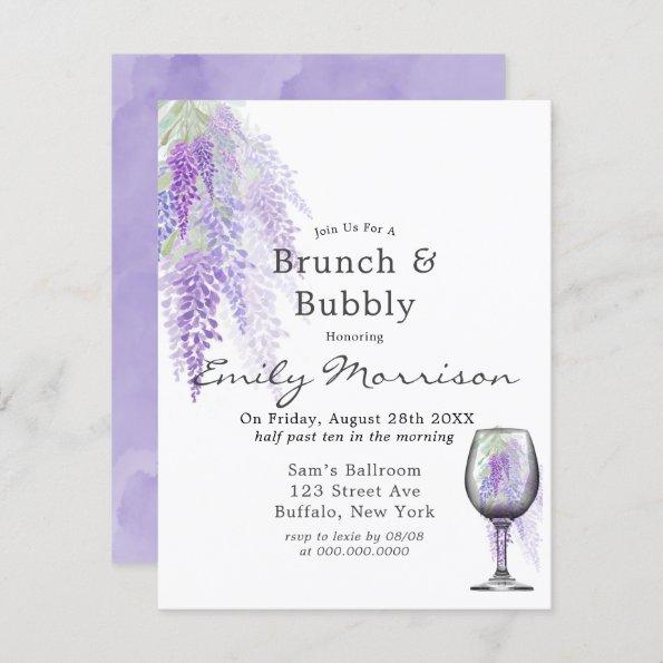 Wisteria Wine Glass Brunch & Bubbly Invitations