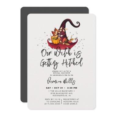 Witch Hitched Gray Halloween Bridal Shower Invitat Invitations