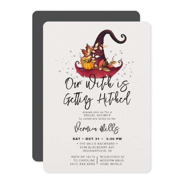 Witch Hitched Gray Halloween Bridal Shower Invitat Invitations