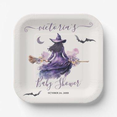 Witch is getting Hitched Halloween Bridal Shower Paper Plates