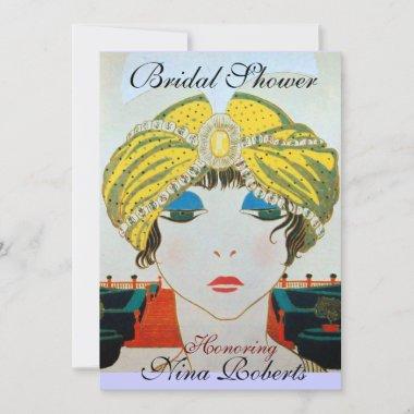 WOMAN WITH ORIENTAL YELLOW TURBAN BRIDAL SHOWER Invitations