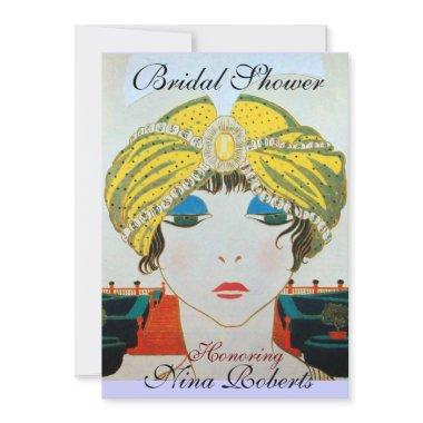 WOMAN WITH ORIENTAL YELLOW TURBAN BRIDAL SHOWER Invitations