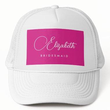 Womens Bachelorette Party Bridesmaid Name Pink Trucker Hat