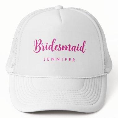 Womens Hot Pink Bachelorette Bridesmaid Name Trucker Hat