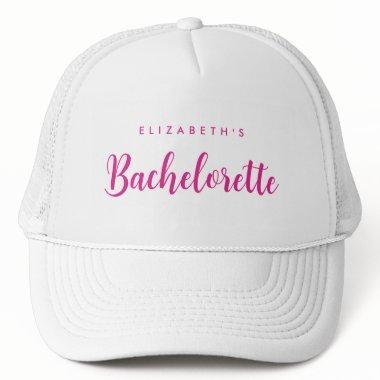 Womens White & Hot Pink Bachelorette Bridal Party Trucker Hat