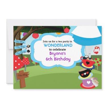 Wonderland Tea Party Birthday Invitations