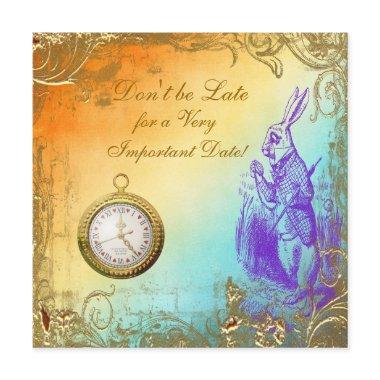 Wonderland White Rabbit Bridal Shower Tea Party Invitations