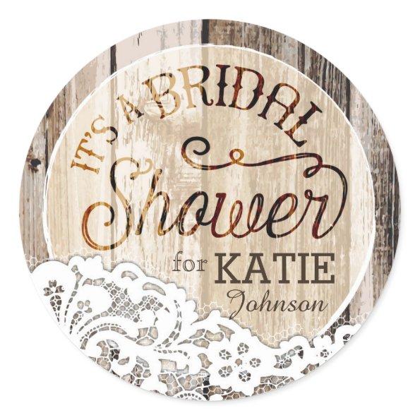 Wood and Lace Rustic Bridal Shower Label