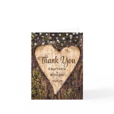 Wood Bark Baby Breath Heart Rustic Wedding Thank You