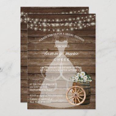 Wood Barrel Bridal Shower- White Spring Floral Invitations