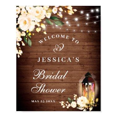 Wood & Blush Roses Floral Bridal Shower Sign