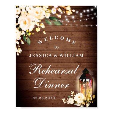 Wood & Blush Roses Floral Rehearsal Dinner Sign