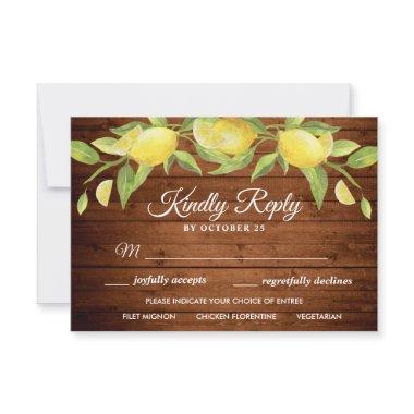 Wood & Lemons Greenery RSVP Card with Meal Choice