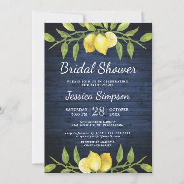 Wood & Lemons Greenery Watercolor Bridal Shower Invitations