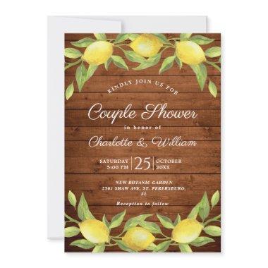 Wood & Lemons Greenery Watercolor Couple Shower Invitations