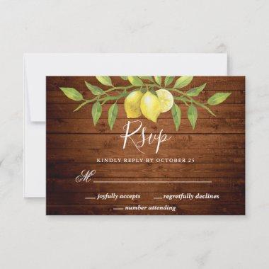 Wood & Lemons Greenery Wedding RSVP Card