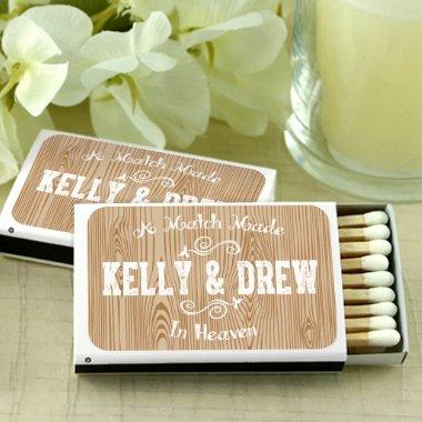 Wood Personalized White Matchboxes - Set Of 50