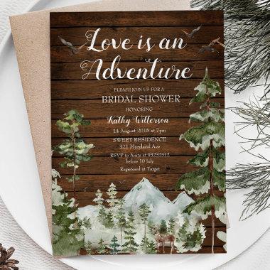 Wood Pine Tree Love is an adventure bridal shower Invitations