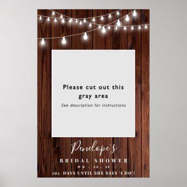 Wood Rustic Bridal Shower Photo Booth Frame Poster