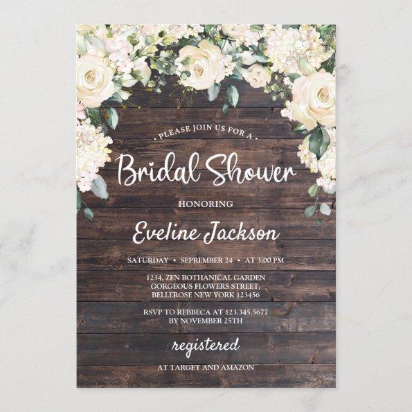 Wood rustic greenery foliage floral bridal shower Invitations