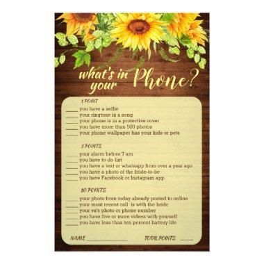 Wood Sunflower Blossom Greenery Bridal Shower Game Flyer