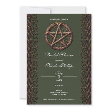 Wood Twig Pentacle Olive Green Wicca