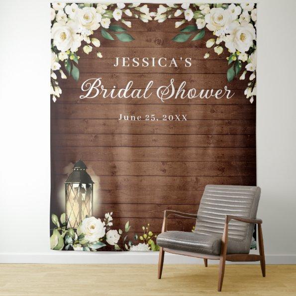 Wood White Rose Bridal Shower Photo Booth Backdrop