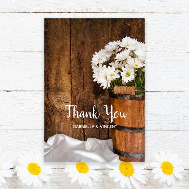 Wooden Bucket White Daisies Barn Wedding Thank You