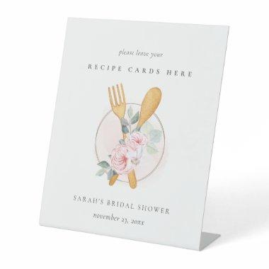 Wooden Fork Spoon Floral Recipe Invitations Bridal Shower Pedestal Sign