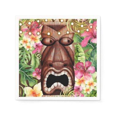 Wooden Hawaiian Tiki Luau Summer Birthday Party Paper Napkins
