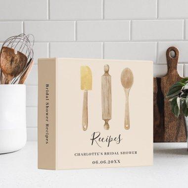Wooden kitchen utensils beige  recipe 3 Ring Binder
