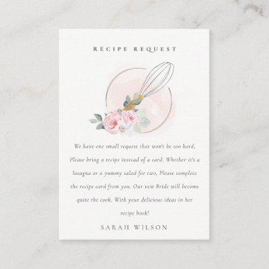 Wooden Whisk Floral Recipe Request Bridal Shower Enclosure Invitations