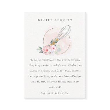 Wooden Whisk Floral Recipe Request Bridal Shower Enclosure Invitations