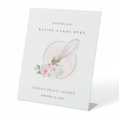 Wooden Whisk Pink Floral Recipe Invitations Bridal Shower Pedestal Sign
