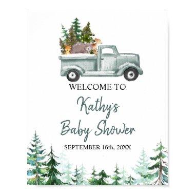 Woodland Animals Pine Trees Welcome Sign