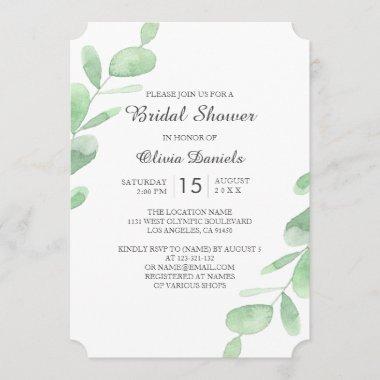 Woodland Bridal Shower. Green eucalyptus leaves Invitations