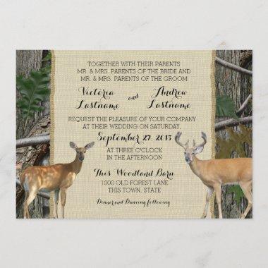 Woodland Buck and Doe Wedding Invitations