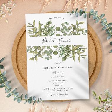 Woodland Eucalyptus Greenery Bridal Shower Invitations