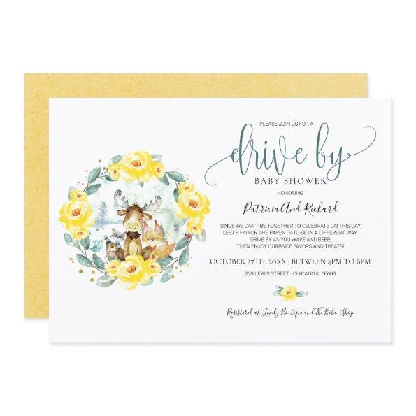 Woodland Floral Greenery Drive By Baby Shower